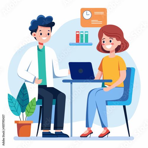 doctor and patient in consultation vector
