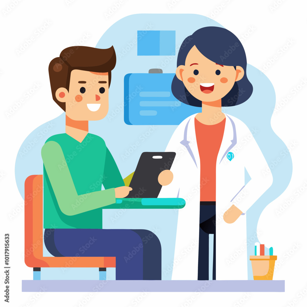 doctor and patient in consultation vector doctor and patient in consultation vector