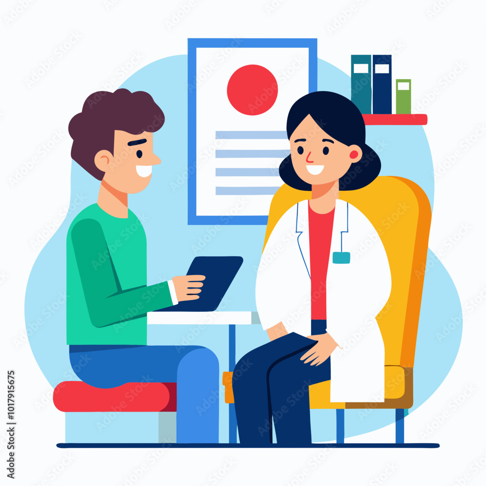 doctor and patient in consultation vector doctor and patient in consultation vector