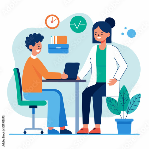 doctor and patient in consultation vector