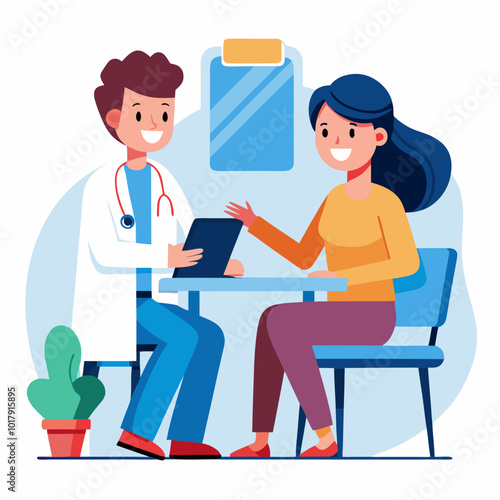 doctor and patient in consultation vector