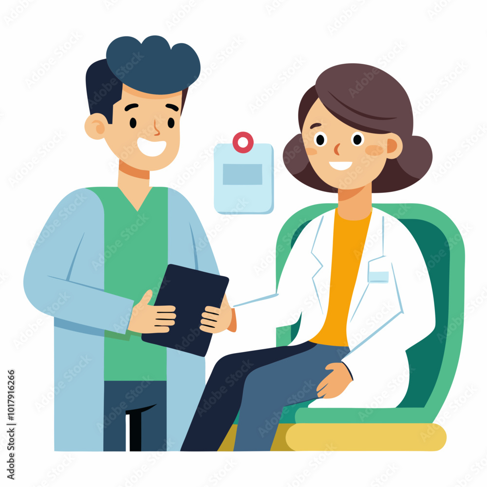 doctor and patient in consultation vector doctor and patient in consultation vector