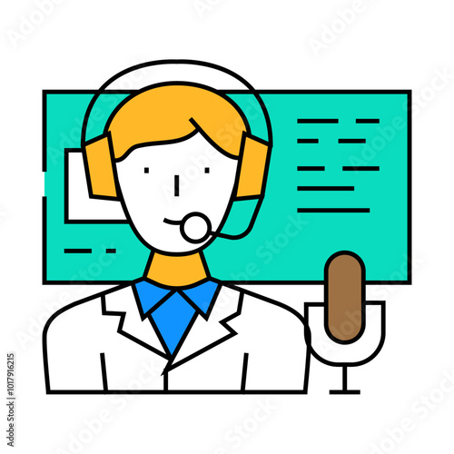 commentator news media line icon vector. commentator news media sign. isolated symbol illustration