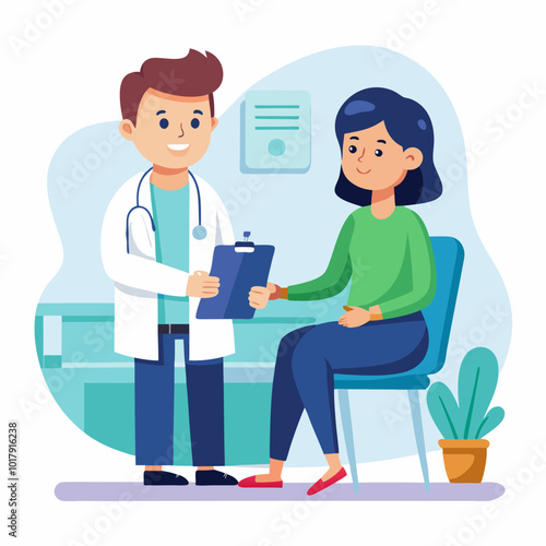 doctor and patient in consultation vector