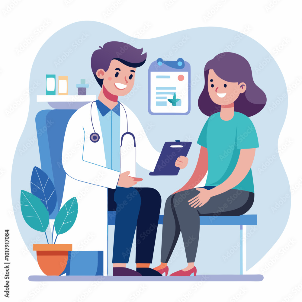 doctor and patient in consultation vector doctor and patient in consultation vector