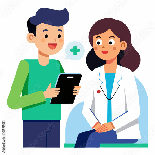 doctor and patient in consultation vector