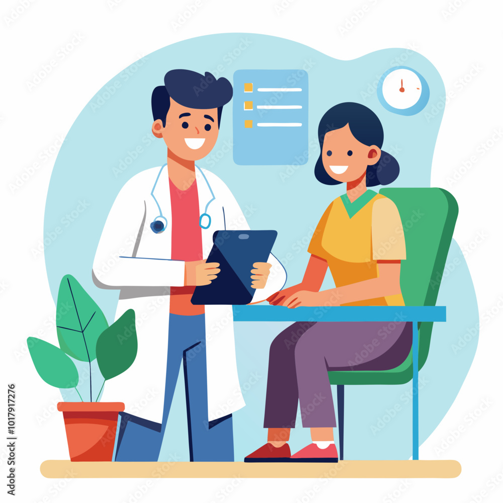 doctor and patient in consultation vector doctor and patient in consultation vector