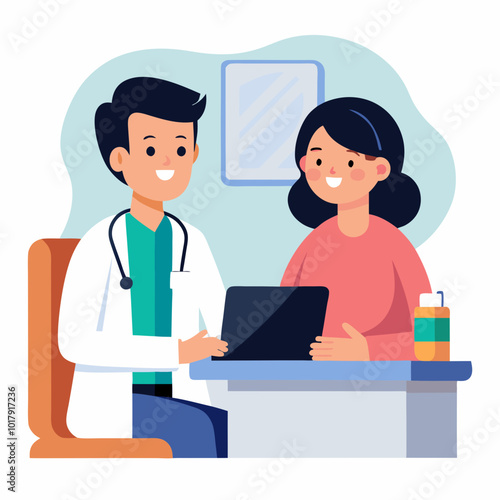 doctor and patient in consultation vector