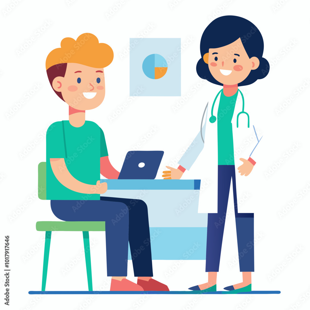 doctor and patient in consultation vector doctor and patient in consultation vector