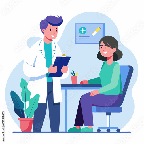 doctor and patient in consultation vector