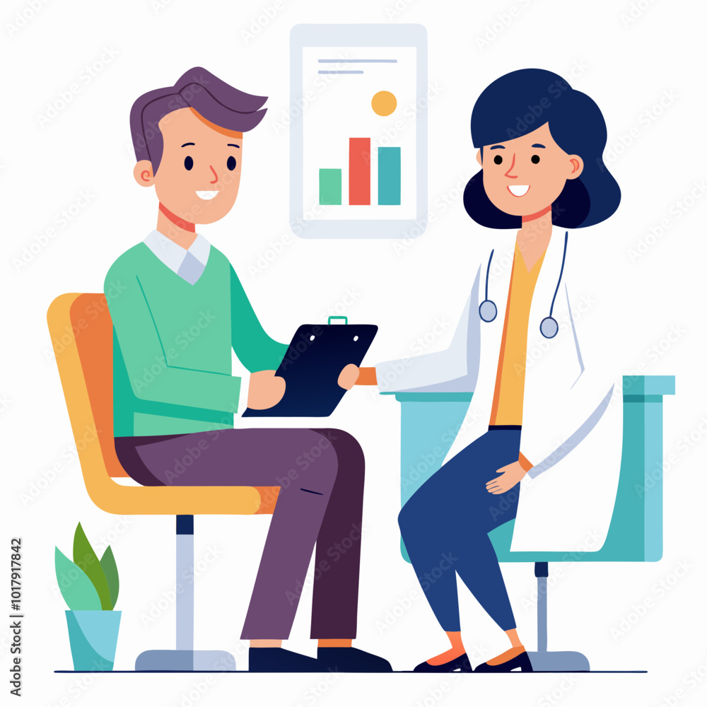 doctor and patient in consultation vector doctor and patient in consultation vector