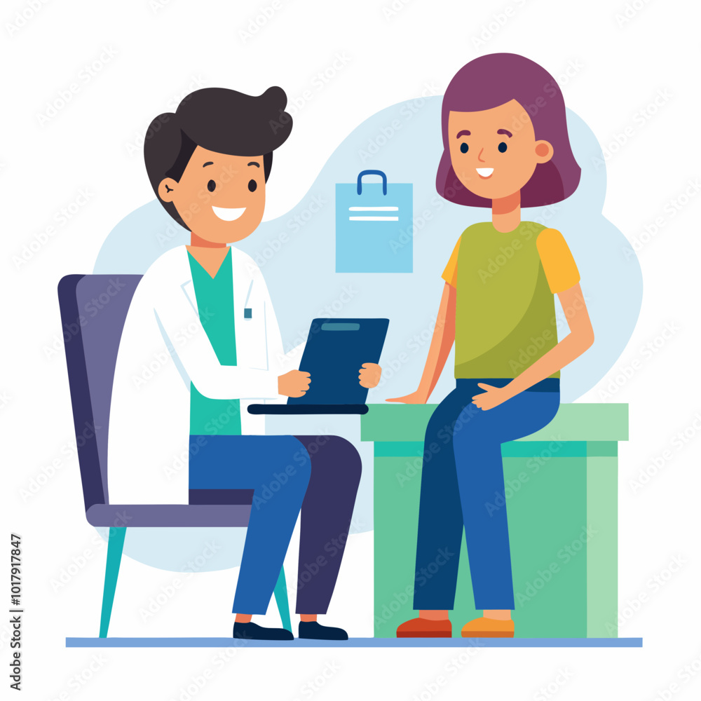 doctor and patient in consultation vector doctor and patient in consultation vector