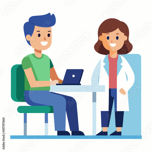 doctor and patient in consultation vector