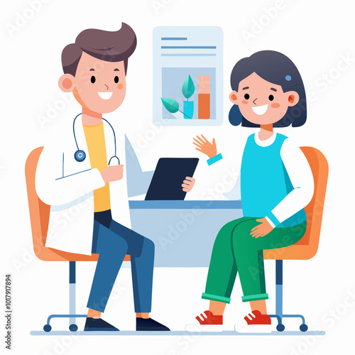 doctor and patient in consultation vector