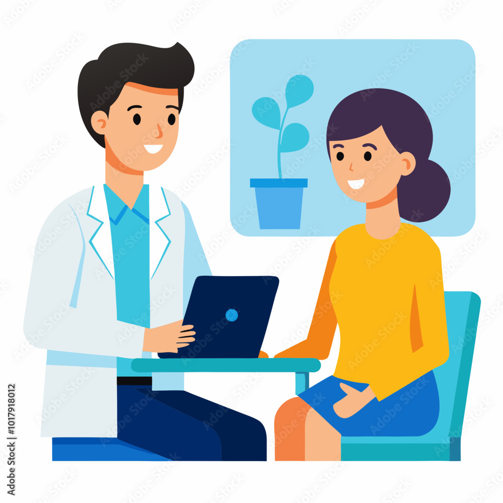 doctor and patient in consultation vector doctor and patient in consultation vector