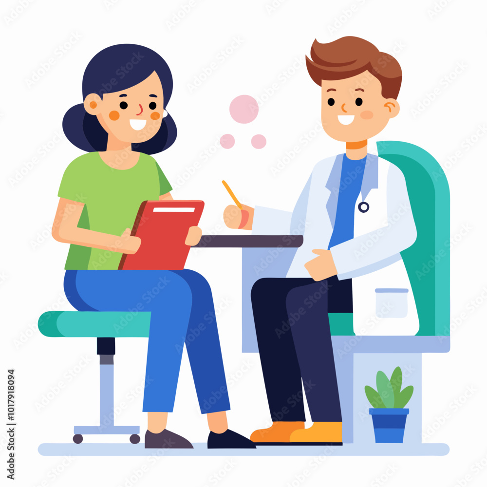 doctor and patient in consultation vector doctor and patient in consultation vector
