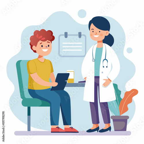 doctor and patient in consultation vector