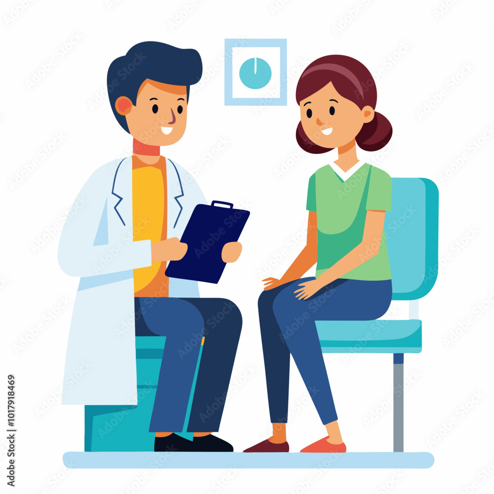 doctor and patient in consultation vector doctor and patient in consultation vector