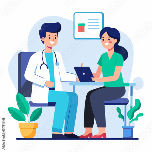 doctor and patient in consultation vector