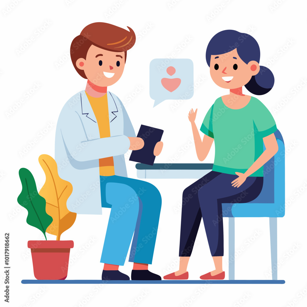 doctor and patient in consultation vector doctor and patient in consultation vector