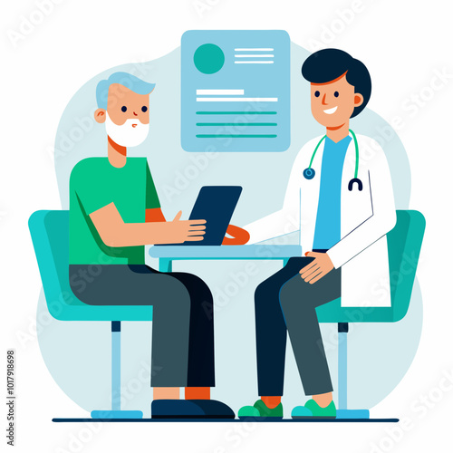 doctor and patient in consultation vector