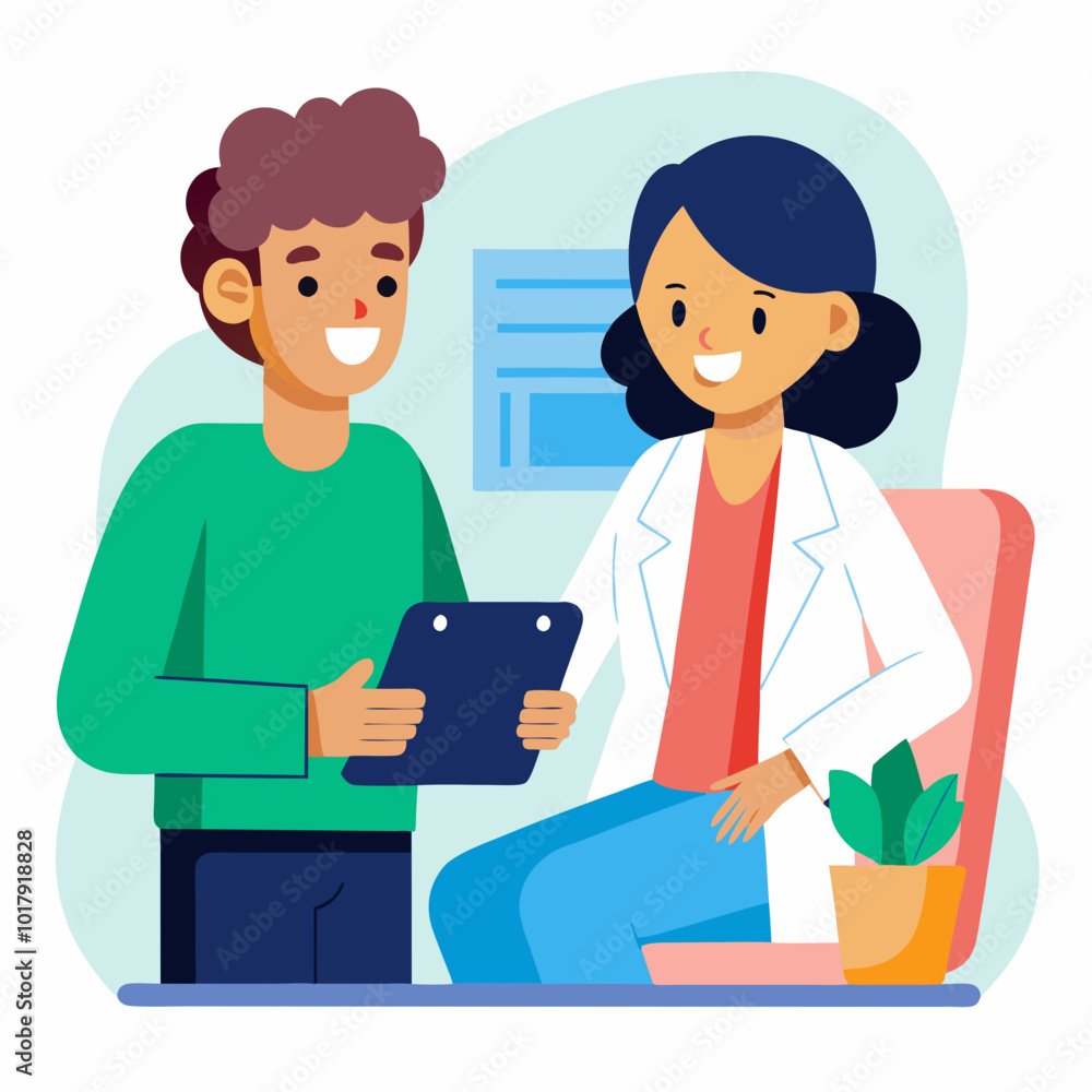 doctor and patient in consultation vector doctor and patient in consultation vector