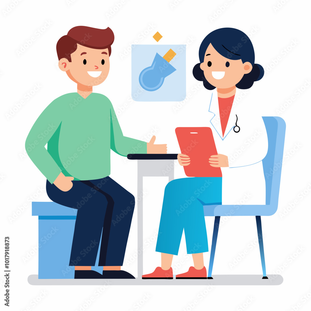 doctor and patient in consultation vector doctor and patient in consultation vector