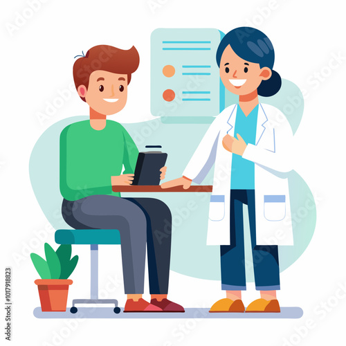 doctor and patient in consultation vector