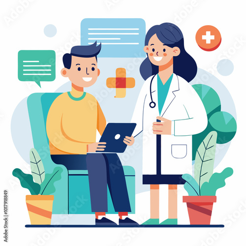 doctor and patient in consultation vector