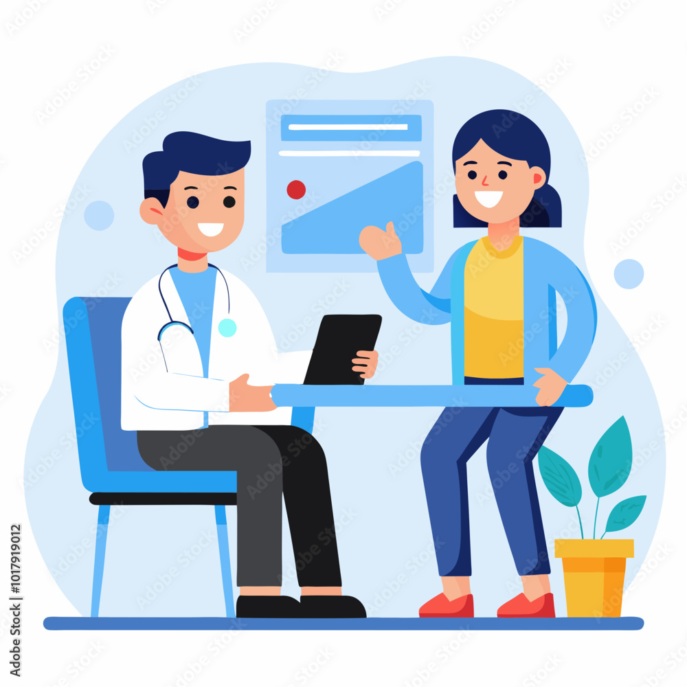 doctor and patient in consultation vector doctor and patient in consultation vector