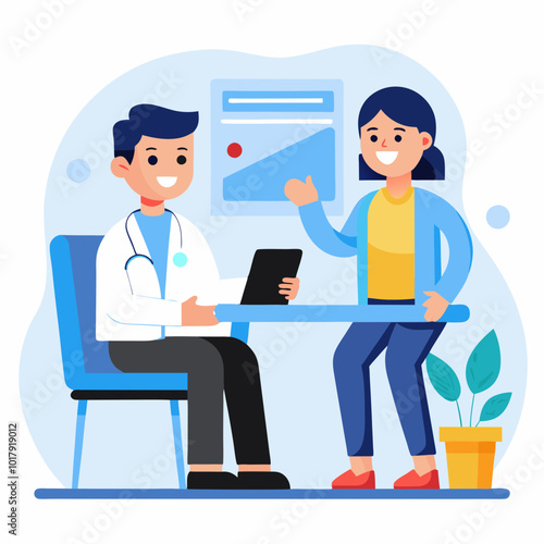 doctor and patient in consultation vector