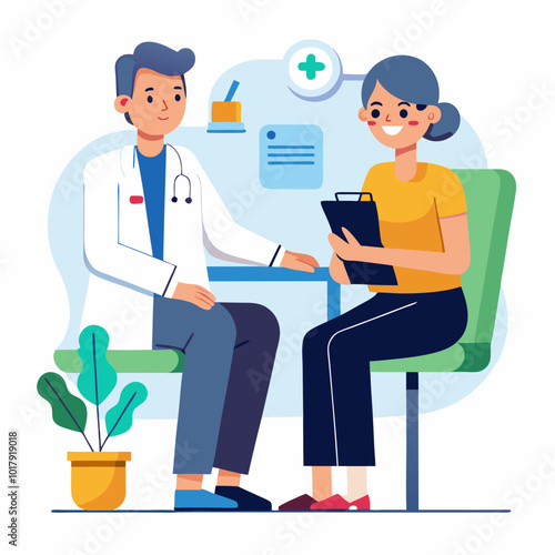doctor and patient in consultation vector