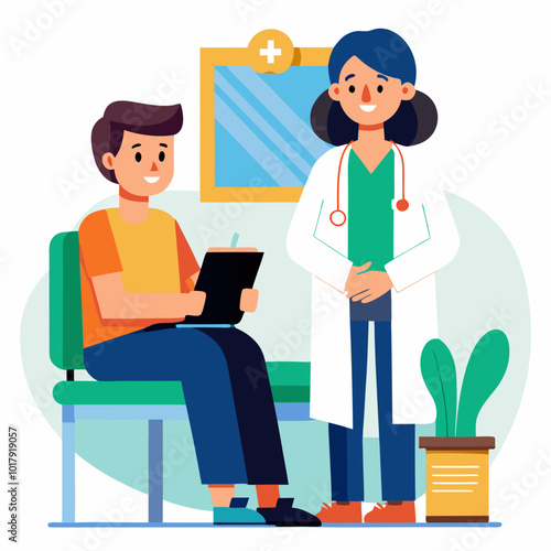 doctor and patient in consultation vector