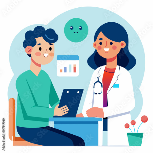 doctor and patient in consultation vector