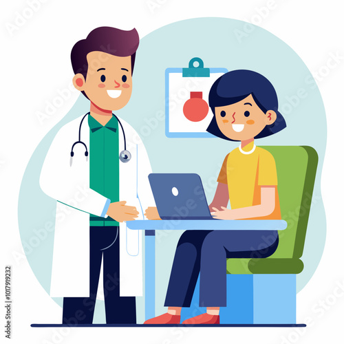 doctor and patient in consultation vector
