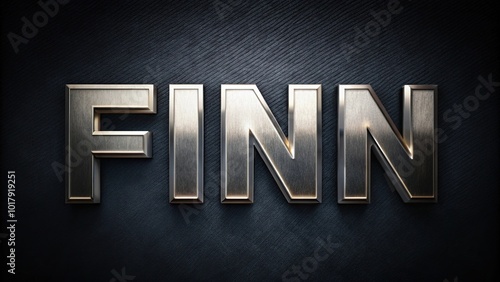 A stylish and modern image featuring the first name Finn in chrome on a dark background with flashes, creating a dynamic and eye-catching panoramic design