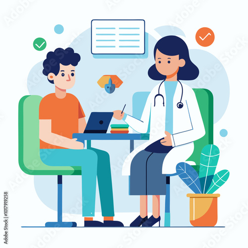 doctor and patient in consultation vector