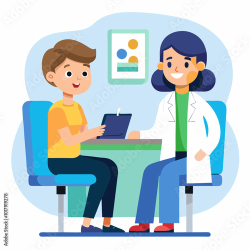 doctor and patient in consultation vector