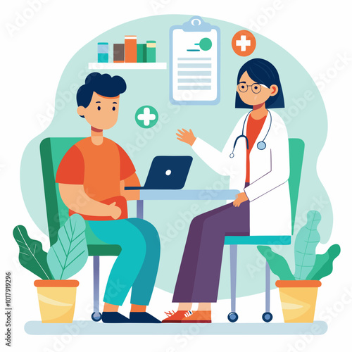 doctor and patient in consultation vector