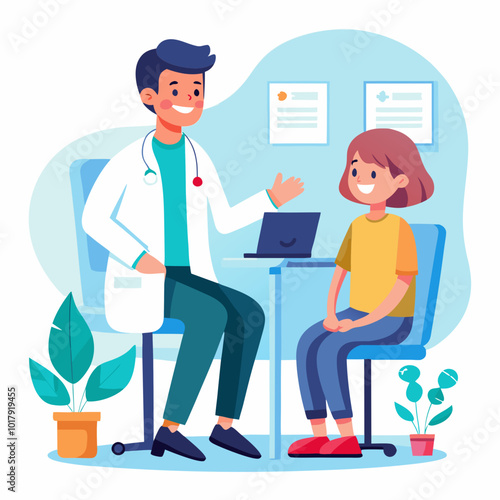 doctor and patient in consultation vector