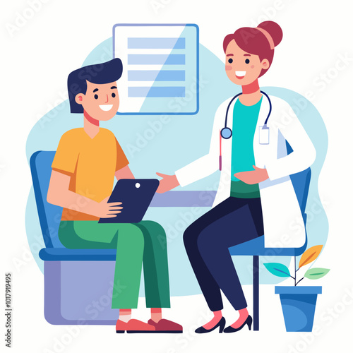 doctor and patient in consultation vector