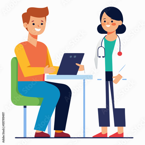 doctor and patient in consultation vector