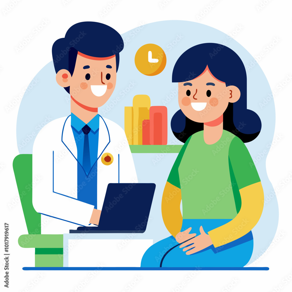 doctor and patient in consultation vector doctor and patient in consultation vector