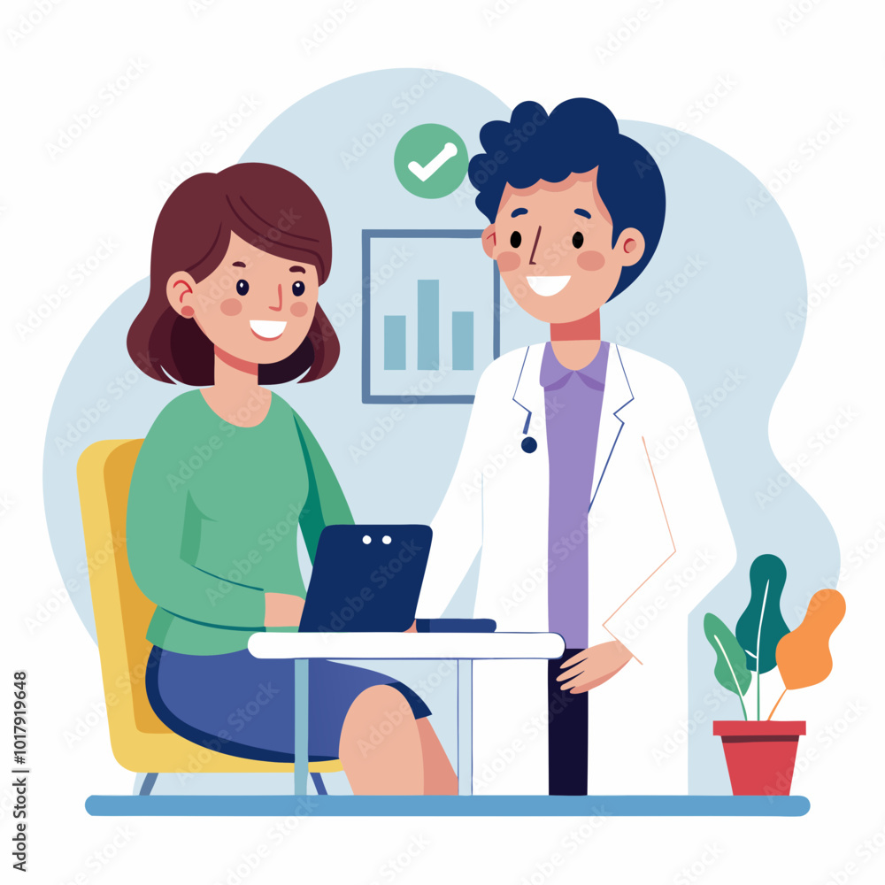 doctor and patient in consultation vector doctor and patient in consultation vector