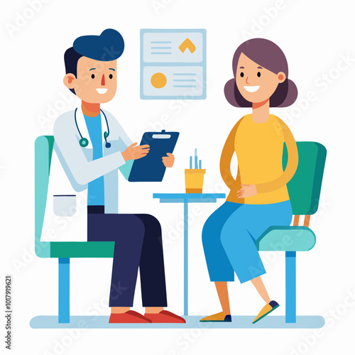 doctor and patient in consultation vector
