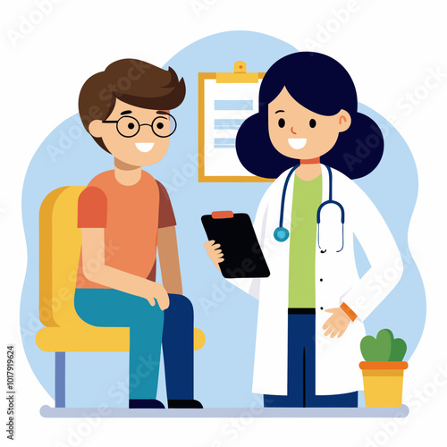 doctor and patient in consultation vector