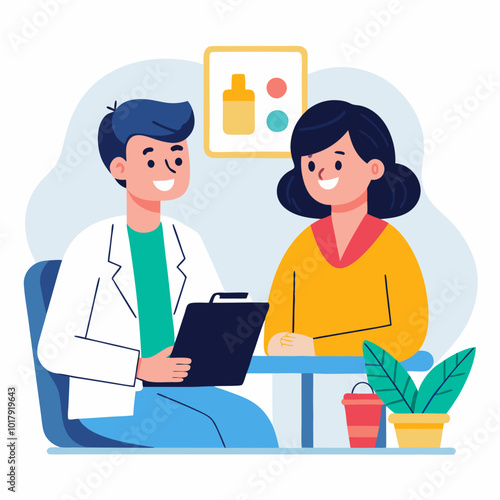 doctor and patient in consultation vector