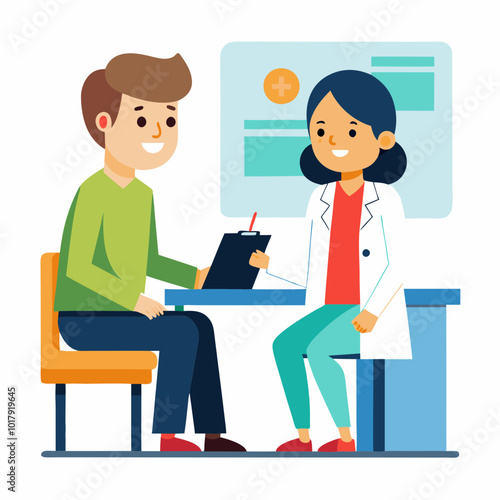 doctor and patient in consultation vector