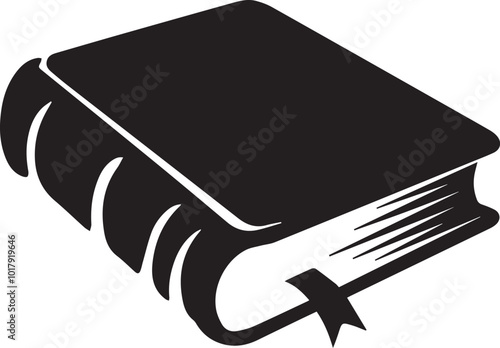 Vector silhouette style. A minimalist, black and white icon of a simple book stack Art & Illustration