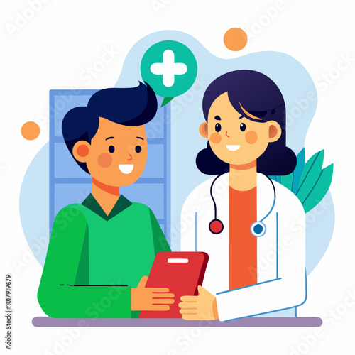 doctor and patient in consultation vector